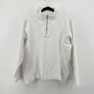 Fresh Produce Womens Quarter Zip Pullover Sweatshirt White Cotton Blend M